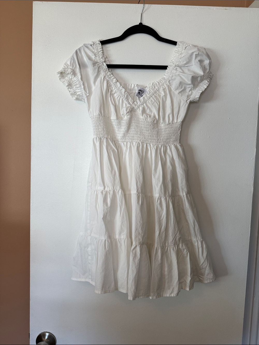 Princess Polly Smocked White Puff Sleeve Mini Dress